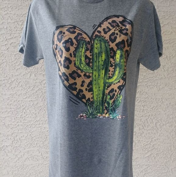 Delta Tops - Cactus Heart Graphic Tee Shirt